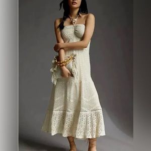 Farm Rio for Anthropologie Crochet Maxi Dress. Size L petite